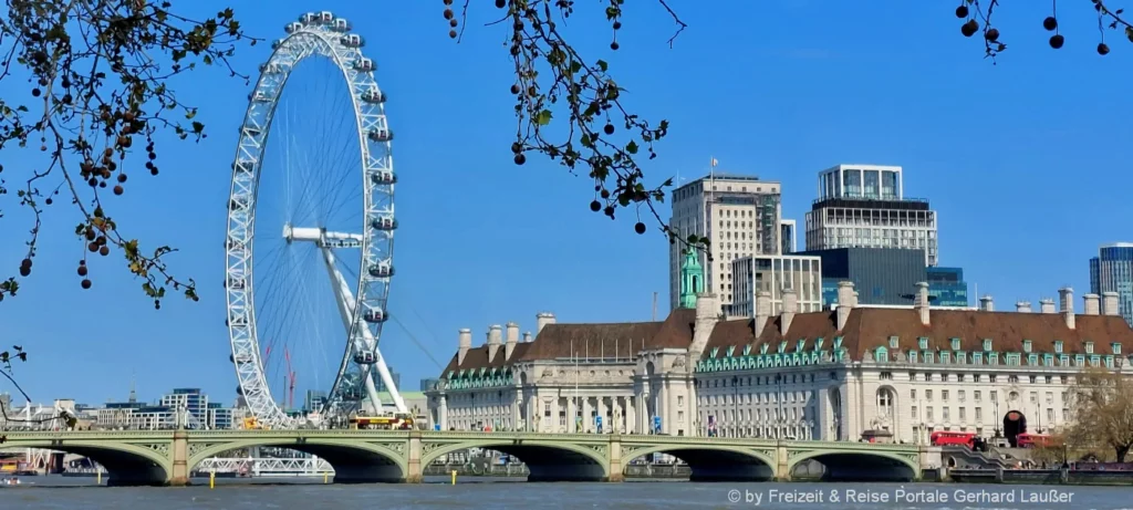 England Reise Attraktionen in London Wahrzeichen Riesenrad